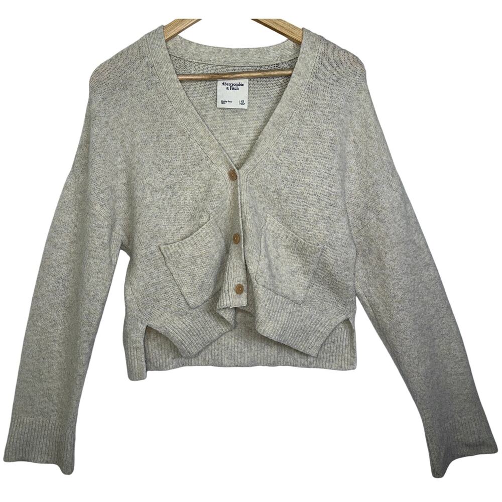 Abercrombie & Fitch Beige Long Sleeve Oversized Cropped Cardigan Sweater Size XS